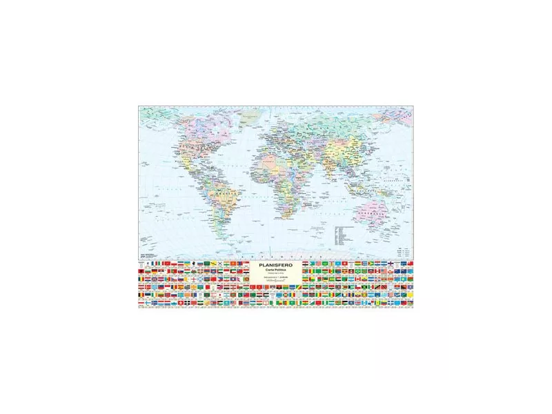 Carta Geografica Murale Belletti - 132x99 cm - MS02PL (Mondo Fisica e Politica)