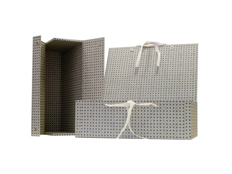 Scatola Universale 2 Bottoni Brefiocart - Dorso 12 - 25x35 cm - 0203700 (Fantasia Paglia di Vienna Grigio)