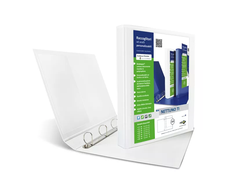 Raccoglitore Nettuno Sei Rota - A4 - 4 Anelli a D 30 mm - 36833001 (Bianco) Raccoglitore Nettuno Sei Rota - A4 - 4 Anelli a D 30 mm - 36833001 (Bianco)