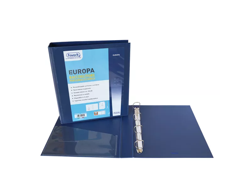 Raccoglitore Personalizzabile Europa Favorit - A4 - 4 Anelli a D 50 mm - 100460470 (Blu)