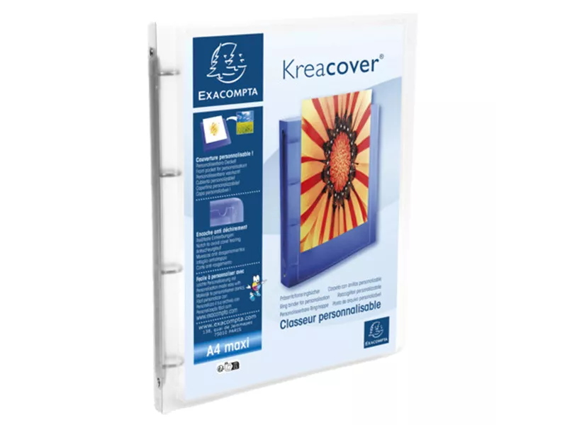 Raccoglitore Personalizzabile Kreacover Exacompta - A4 Maxi - 4 Anelli Tondi 15 mm - 51968E (Trasparente Conf. 12)