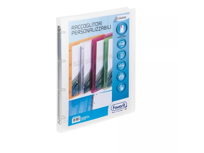 Raccoglitore Personalizzabile Lumina Favorit - A4 - 4 Anelli Tondi 15 mm - 100460713 (Trasparente)