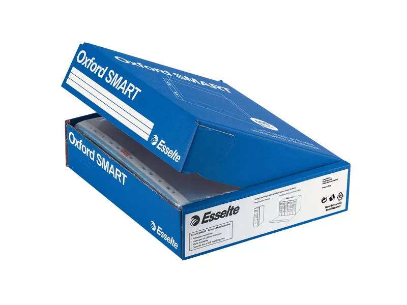 Busta a Perforazione Universale Esselte - 34,5x8x28,7 cm - Deluxe Goffrata - 391098300 (Trasparente Conf. 400)