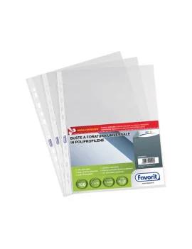 Busta a Perforazione Universale Favorit Air - 22x30 cm - Liscia Basso Spessore - 100460053 (Trasparente Conf. 100)