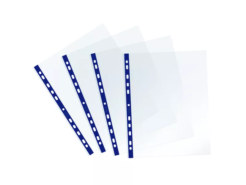 Busta a Perforazione Universale Sprint Favorit - 22x30 cm - Liscia - 400159686 (Trasparente Banda Blu Conf. 25)