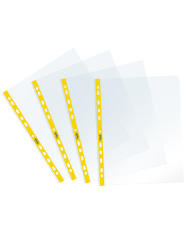 Busta a Perforazione Universale Sprint Favorit - 22x30 cm - Liscia - 400159687 (Trasparente Banda Gialla Conf. 25)