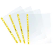 Busta a Perforazione Universale Sprint Favorit - 22x30 cm - Liscia - 400159687 (Trasparente Banda Gialla Conf. 25)