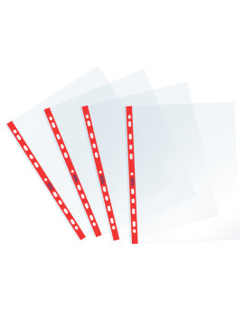 Busta a Perforazione Universale Sprint Favorit - 22x30 cm - Liscia - 400159688 (Trasparente Banda Rossa Conf. 25)
