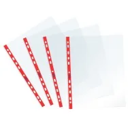 Busta a Perforazione Universale Sprint Favorit - 22x30 cm - Liscia - 400159688 (Trasparente Banda Rossa Conf. 25)