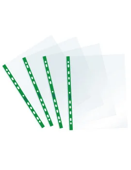 Busta a Perforazione Universale Sprint Favorit - 22x30 cm - Liscia - 400159689 (Trasparente Banda Verde Conf. 25)