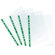 Busta a Perforazione Universale Sprint Favorit - 22x30 cm - Liscia - 400159689 (Trasparente Banda Verde Conf. 25)