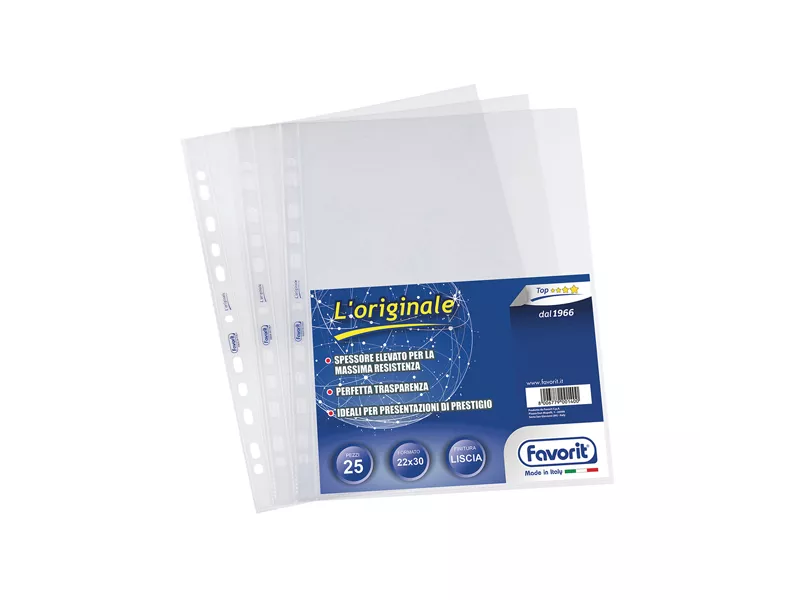 Busta a Perforazione Universale L’Originale Favorit - 22x30 cm - Liscia Alto Spessore - 22x30 cm - 100460118 (Trasp. Conf. 25)