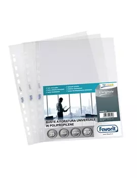 Busta a Perforazione Universale L’Originale Favorit - 30x42 cm - Liscia Alto Spessore - 100460119 (Trasparente Conf. 10)
