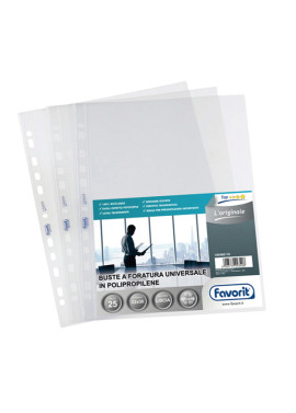 Busta a Perforazione Universale L’Originale Favorit - 30x42 cm - Liscia Alto Spessore - 100460119 (Trasparente Conf. 10)