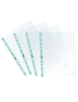 Busta a Perforazione Universale Pastel Favorit - 22x30 cm - Liscia - 400136868 (Trasparente Banda Azzurro Conf. 25)