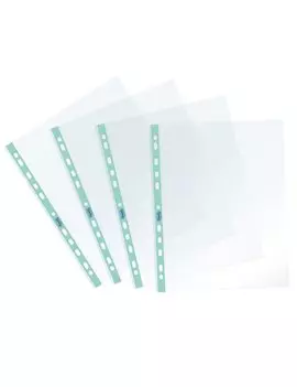 Busta a Perforazione Universale Pastel Favorit - 22x30 cm - Liscia - 400136868 (Trasparente Banda Azzurro Conf. 25)