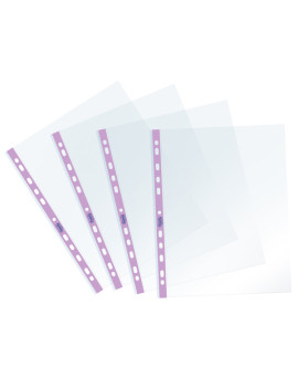 Busta a Perforazione Universale Pastel Favorit - 22x30 cm - Liscia - 400136869 (Trasparente Banda Lilla Conf. 25)