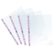 Busta a Perforazione Universale Pastel Favorit - 22x30 cm - Liscia - 400136869 (Trasparente Banda Lilla Conf. 25)