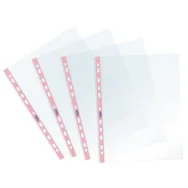 Busta a Perforazione Universale Pastel Favorit - 22x30 cm - Liscia - 400136870 (Trasparente Banda Rosa Conf. 25)