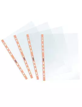 Busta a Perforazione Universale Pastel Favorit - 22x30 cm - Liscia - 400136866 (Trasparente Banda Arancio Conf. 25)