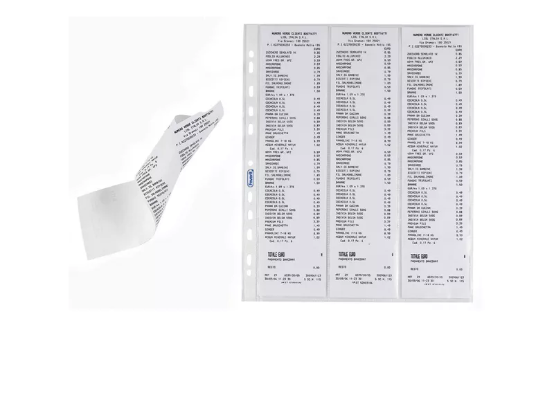 Busta a Perforazione Universale Porta Scontrini Favorit - 22x30 cm - 6 Posti - 100460079 (Trasparente Conf. 10)