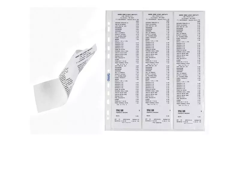 Busta a Perforazione Universale Porta Scontrini Favorit - 22x30 cm - 6 Posti - 100460079 (Trasparente Conf. 10) Busta a Perforazione Universale Porta Scontrini Favorit - 22x30 cm - 6 Posti - 100460079 (Trasparente Conf. 10)