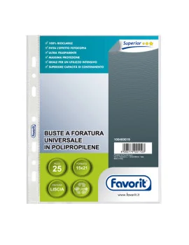Busta a Perforazione Universale Air-Special Favorit - 15x21 cm - Liscia Alto Spessore - 100460019 (Trasparente Conf. 25)