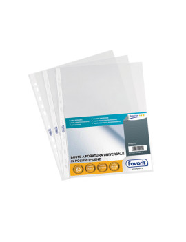 Busta a Perforazione Universale Air-Special Favorit - 21x29,7 cm - Goffrata Alto Spessore - 100460026 (Trasparente Conf. 50)