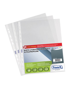 Busta a Perforazione Universale Air-Special Favorit - 22x30 cm - Liscia Alto Spessore - 100460120 (Trasparente Conf. 50)