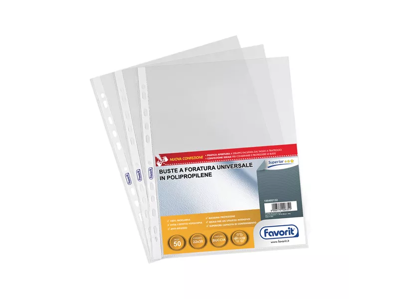 Busta a Perforazione Universale Air-Special Favorit - 22x30 cm - Superior Goffrata - 100460122 (Trasparente Conf. 50)