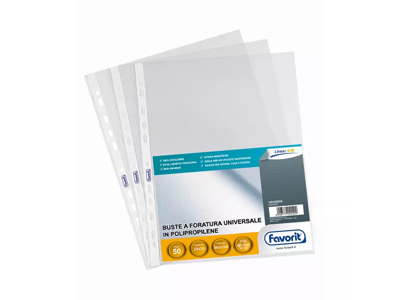 Busta a Perforazione Universale Air-Special Favorit - 23x33 cm - Goffrata Medio Spessore - 100460066 (Trasparente Conf. 50) Busta a Perforazione Universale Air-Special Favorit - 23x33 cm - Goffrata Medio Spessore - 100460066 (Trasparente Conf. 50)