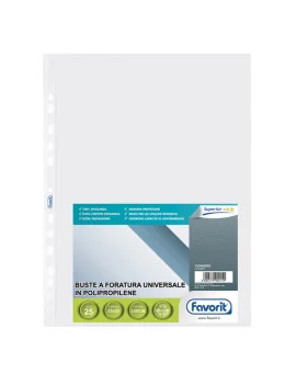 Busta a Perforazione Universale Air-Special Favorit - 23x33 cm - Liscia Alto Spessore - 100460065 (Trasparente Conf. 25)
