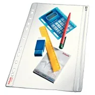 Busta a Perforazione Universale con Chiusura a Zip Esselte - Liscia - 21,5x30,7 cm - 411200 (Trasparente Conf. 5)