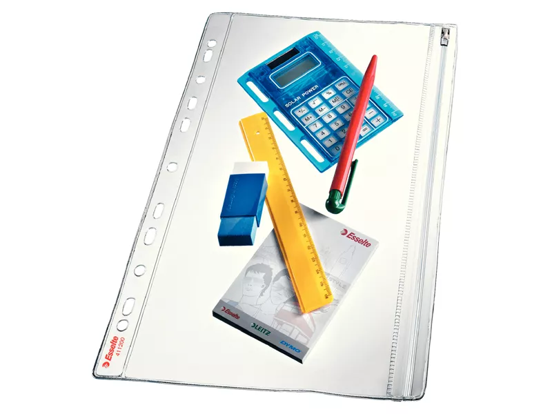 Busta a Perforazione Universale con Chiusura a Zip Esselte - Liscia - 21,5x30,7 cm - 411200 (Trasparente Conf. 5)
