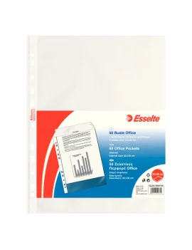 Busta a Perforazione Universale Copy Safe Esselte - Goffrata Medio Spessore - 22x30 cm - 395097100 (Trasparente Conf. 50)