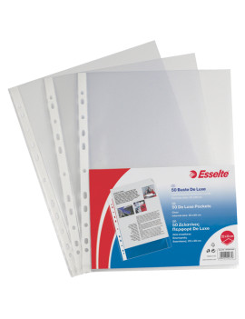 Busta a Perforazione Universale Copy Safe Esselte Deluxe - Liscia Alto Spessore - 22x30 cm - 395097500 (Trasparente Conf. 50)