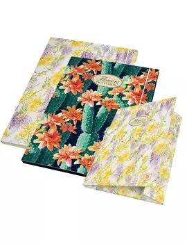 Cartella 3 Lembi con Elastico Nature Flowers Pigna - 26x34,5 cm - 00547973L (Multicolore Conf. 6)