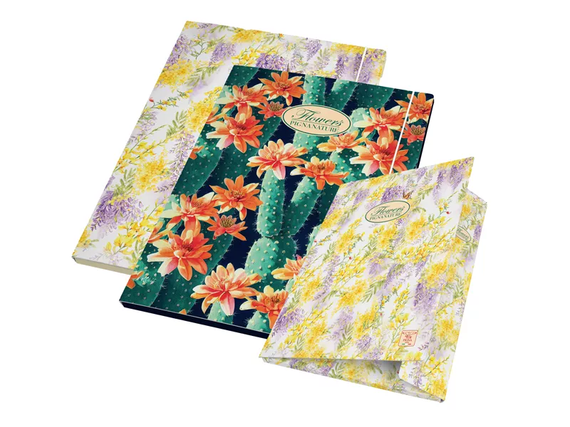Cartella 3 Lembi con Elastico Nature Flowers Pigna - 26x34,5 cm - 00547973L (Multicolore Conf. 6)