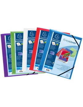 Cartella 3 Lembi con Elastico Personalizzabile Kreacover Exacompta - Dorso 1,5 - 24x32 cm - 55500E (Assortiti Conf. 5)