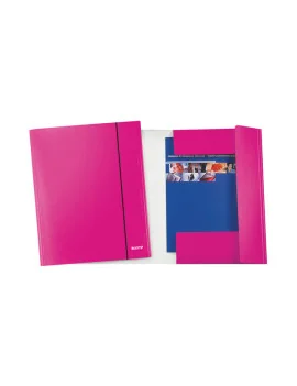 Cartella 3 Lembi con Elastico WoW Leitz - 39830023 (Fucsia Metallizzato Conf. 5)