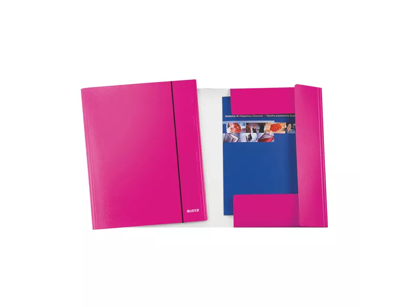 Cartella 3 Lembi con Elastico WoW Leitz - 39830023 (Fucsia Metallizzato Conf. 5)