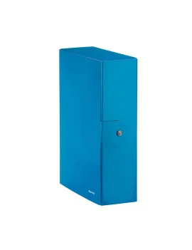 Cartella a Scatola con Bottone WoW Leitz - Dorso 10 - 25x35 cm - 39680036 (Azzurro Metallizzato Conf. 5)