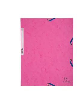 Cartellina 3 Lembi con Elastico in Cartoncino Lustrè Exacompta - 24x32 cm - 400 g - 55520E (Rosa Conf. 25)