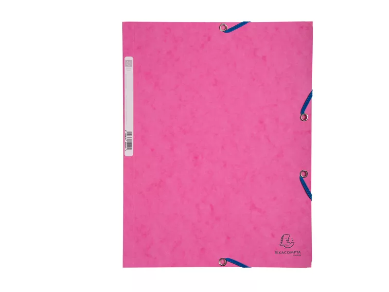 Cartellina 3 Lembi con Elastico in Cartoncino Lustrè Exacompta - 24x32 cm - 400 g - 55520E (Rosa Conf. 25)