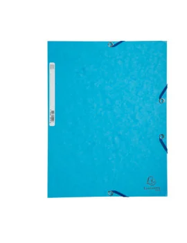 Cartellina 3 Lembi con Elastico in Cartoncino Lustrè Exacompta - 24x32 cm - 400 g - 55519E (Turchese Conf. 25)