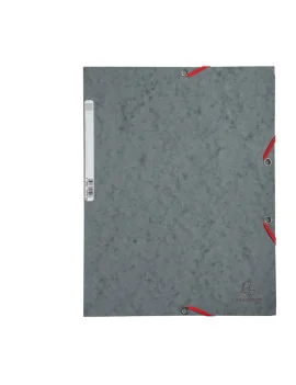 Cartellina 3 Lembi con Elastico in Cartoncino Lustrè Exacompta - 24x32 cm - 400 g - 55511E (Grigio Conf. 25)