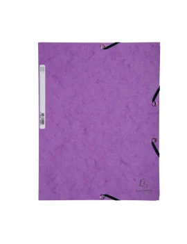 Cartellina 3 Lembi con Elastico in Cartoncino Lustrè Exacompta - 24x32 cm - 400 g - 55508E (Viola Conf. 25)