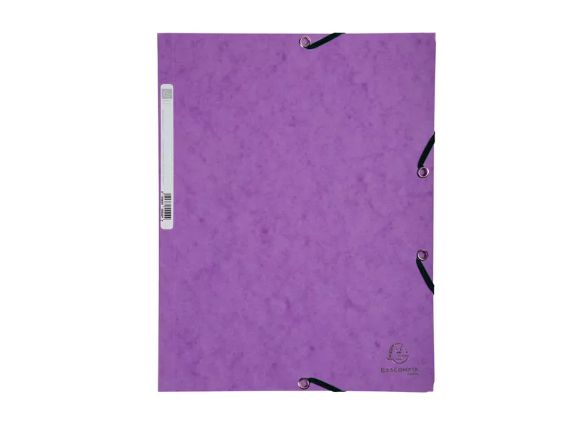 Cartellina 3 Lembi con Elastico in Cartoncino Lustrè Exacompta - 24x32 cm - 400 g - 55508E (Viola Conf. 25)
