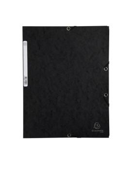 Cartellina 3 Lembi con Elastico in Cartoncino Lustrè Exacompta - 24x32 cm - 400 g - 55501E (Nero Conf. 25)