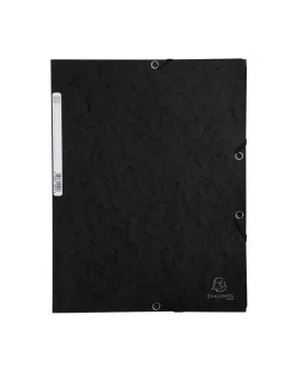 Cartellina 3 Lembi con Elastico in Cartoncino Lustrè Exacompta - 24x32 cm - 400 g - 55501E (Nero Conf. 25)